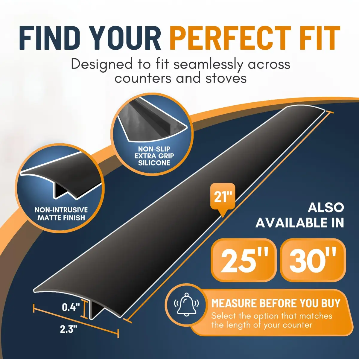Linda's Essentials Black 2 Pack Silicone Stove Gap Covers 53.34cm (21 Inches) | Seals Gaps Between Stovetop and Counter - view 2