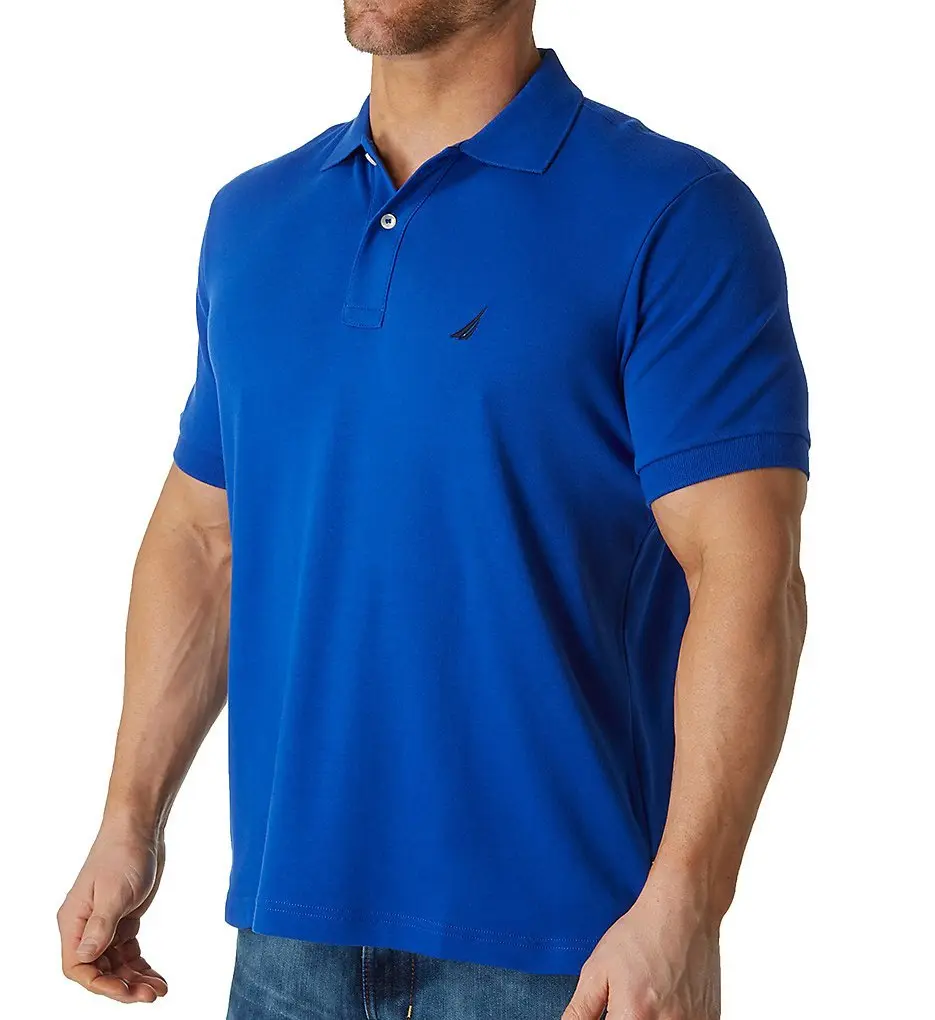 Nautica Men's Classic Fit Short Sleeve Solid Soft Cotton Polo Shirt, Bright Cobalt (Medium) | Breathable, Easy-Care Cotton - main product image