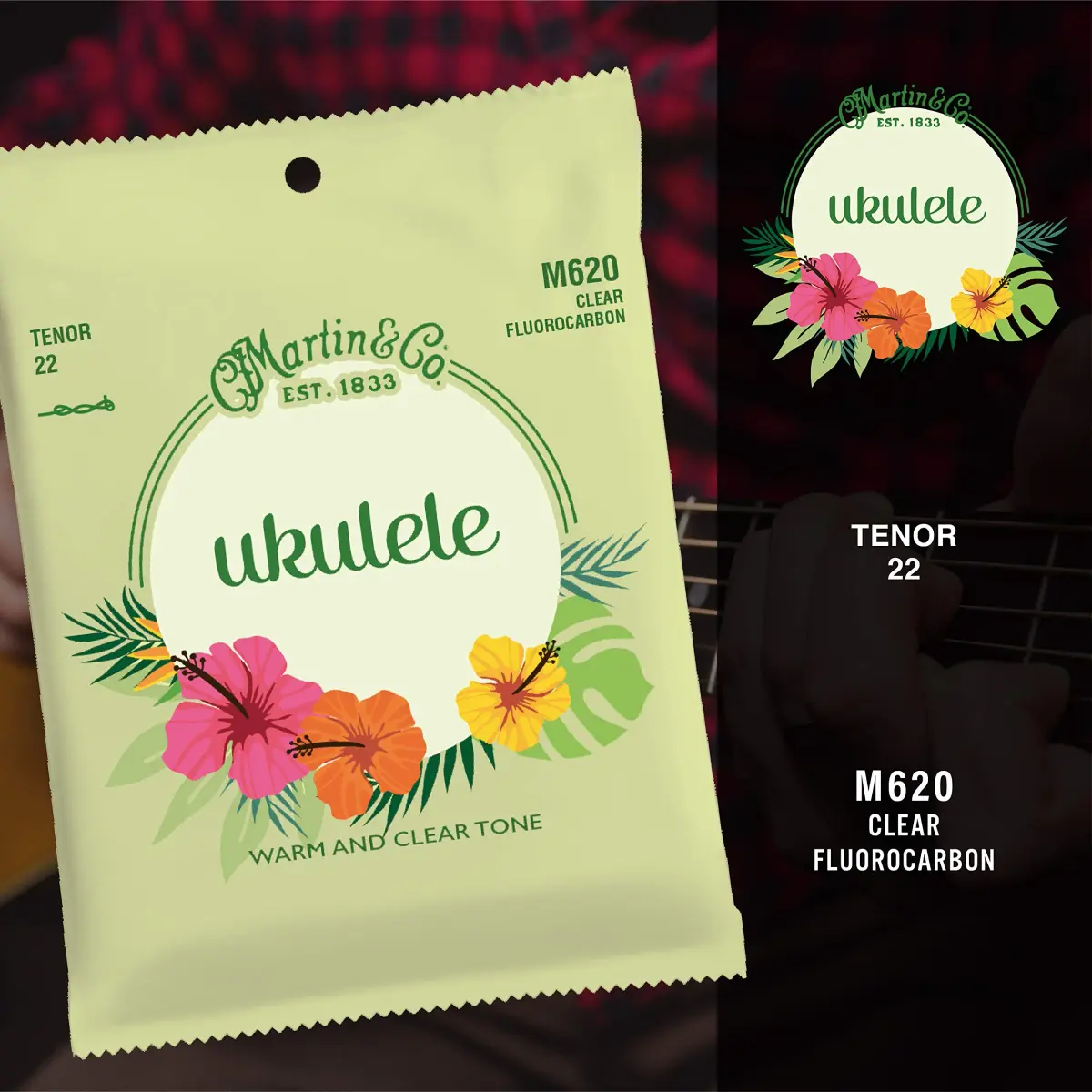 Martin Fluorocarbon Tenor Ukulele Strings | Warm, Clear Tone, Long-Lasting Tuning Stability | 4-String Set (0.0220"-0.0340") - view 3
