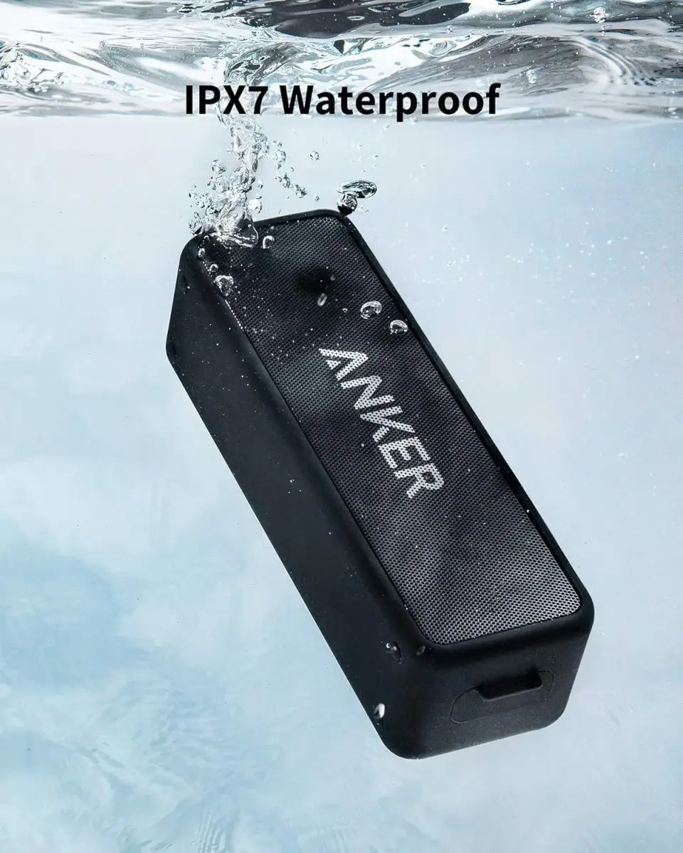 Anker Soundcore 2 Portable Bluetooth Speaker 12W Stereo Sound IPX7 Waterproof | Compact Design with 24-Hour Playtime - view 2