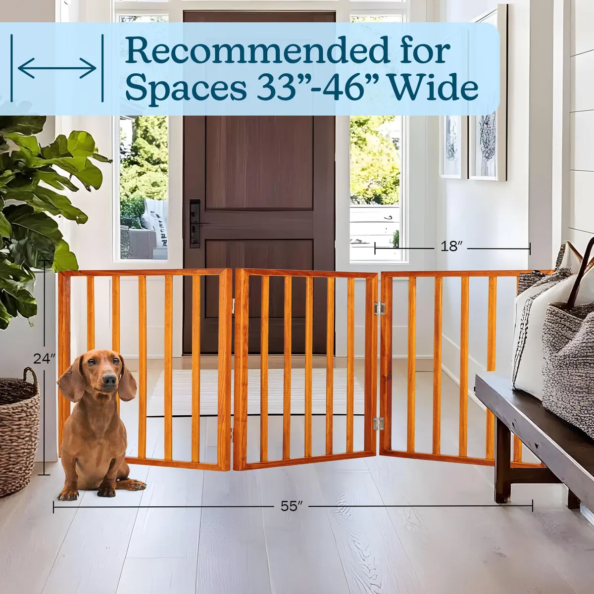 PETMAKER 3-Panel Indoor Foldable Dog Gate Mahogany | Freestanding Stairs & Doorways - view 5