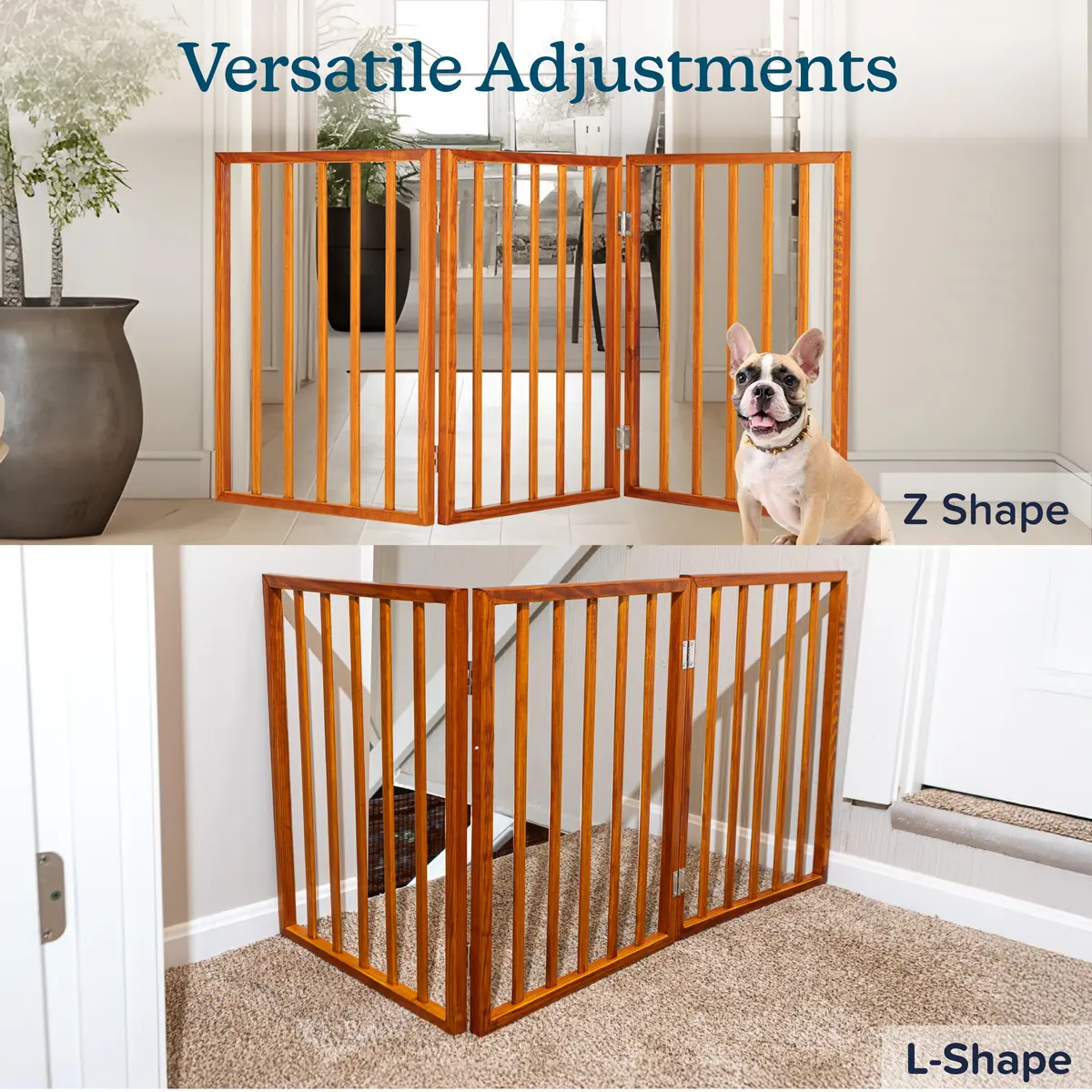 PETMAKER 3-Panel Indoor Foldable Dog Gate Mahogany | Freestanding Stairs & Doorways - view 7