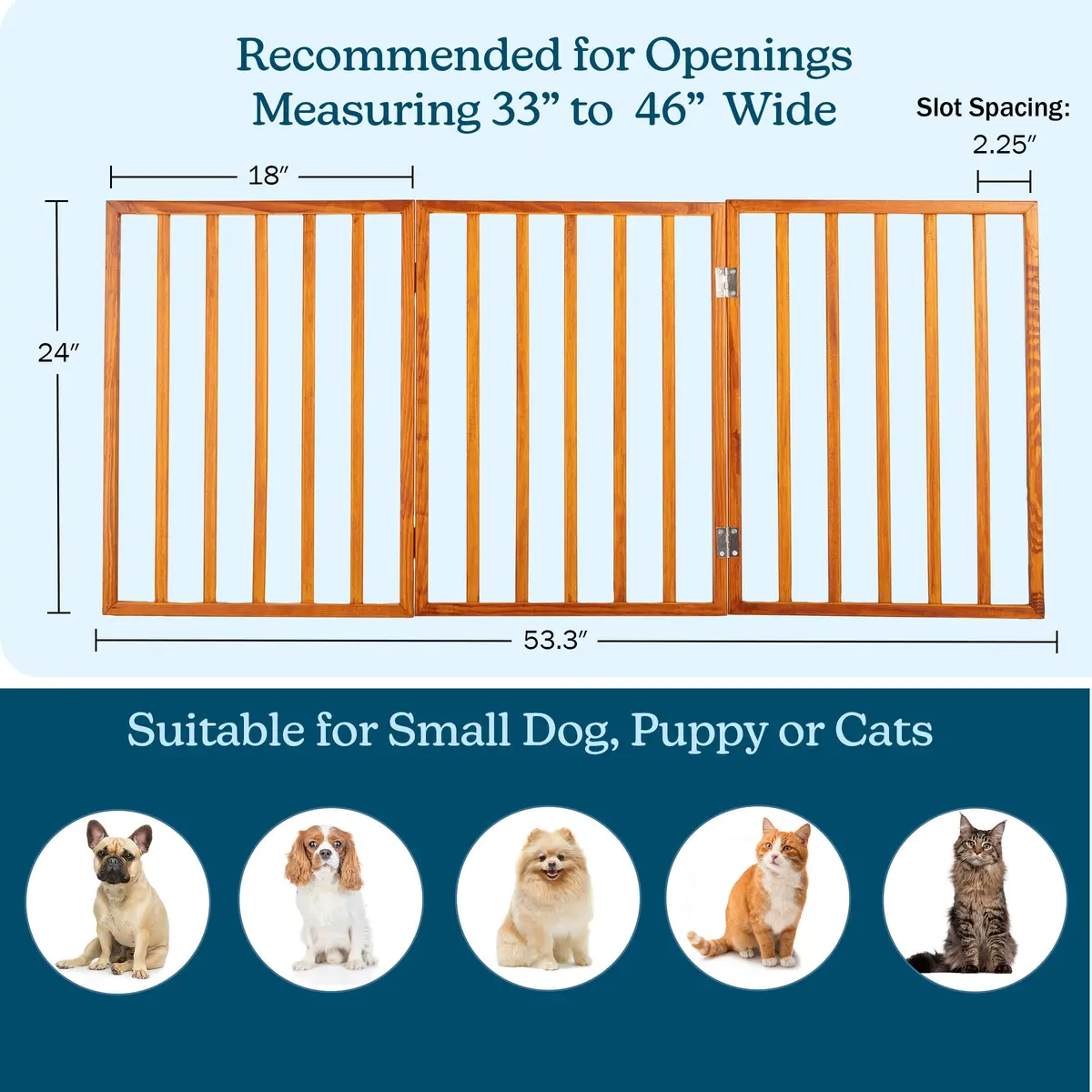PETMAKER 3-Panel Indoor Foldable Dog Gate Mahogany | Freestanding Stairs & Doorways - view 2