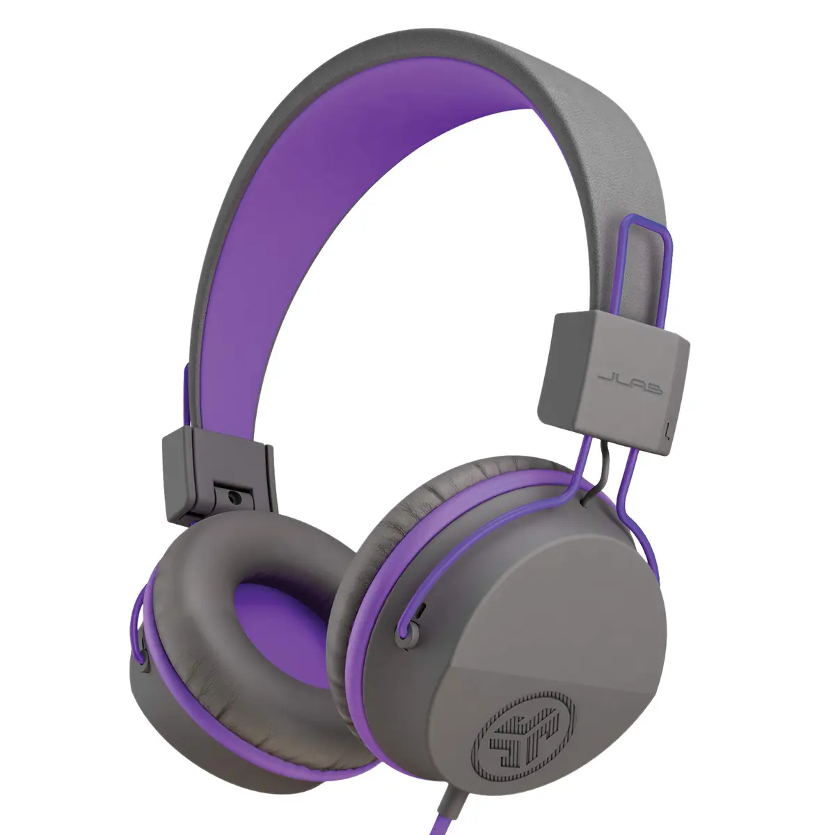 JLab JBuddies Studio Kids Wired On-Ear Headphones | 40mm Dynamic Drivers, 85dB Volume Limiter, Graphite/Purple - main product image