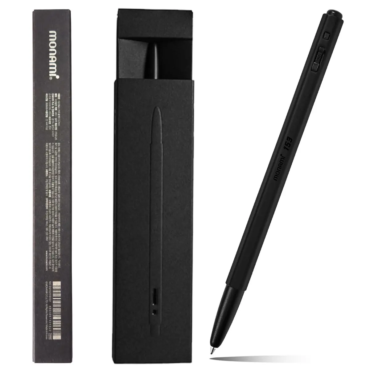 MONAMI 153 Black & White Ballpoint Pen 0.7mm | Elegant metallic design for professional writing - main product image
