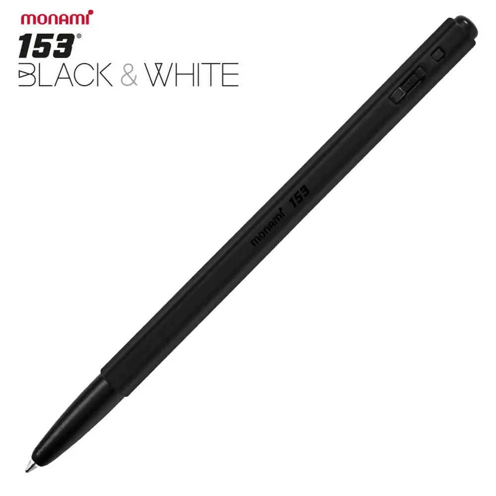 MONAMI 153 Black & White Ballpoint Pen 0.7mm | Elegant metallic design for professional writing - view 6