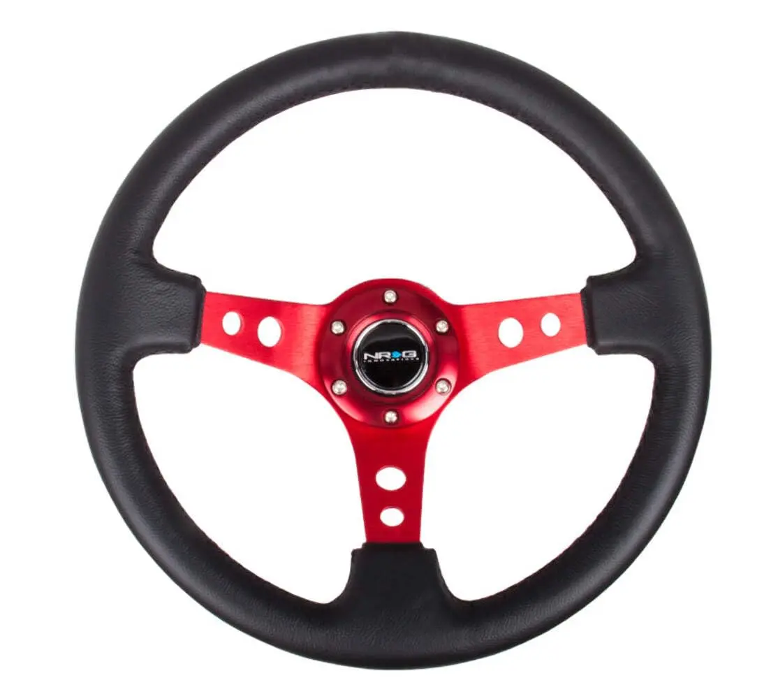 NRG Innovations Reinforced Sport Steering Wheel 350mm | 3" Deep Leather Grip for Cars - main product image