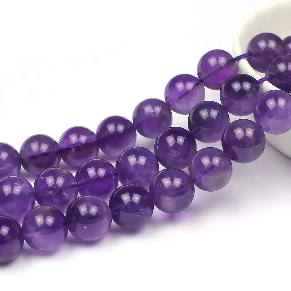 MJDCB 5A Natural South Africa Amethyst Gemstone Beads 10mm | Vibrant Jewelry Beads for DIY Crafts - view 4