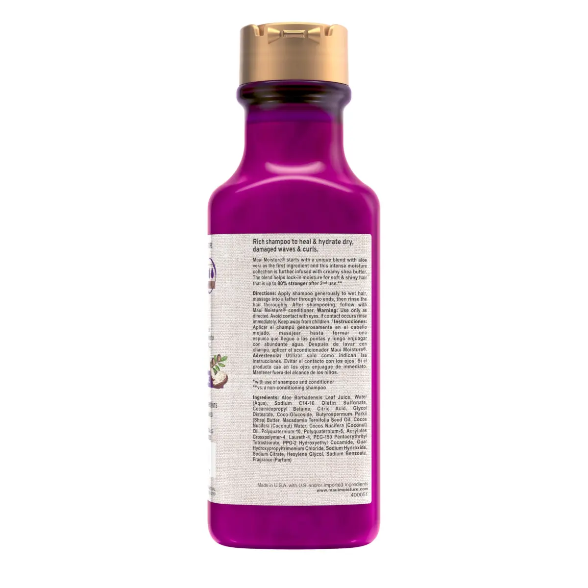 Maui Moisture Heal & Hydrate + Shea Butter Shampoo 385ml (13 fl oz) | Vegan Formula for Curly Hair - view 9
