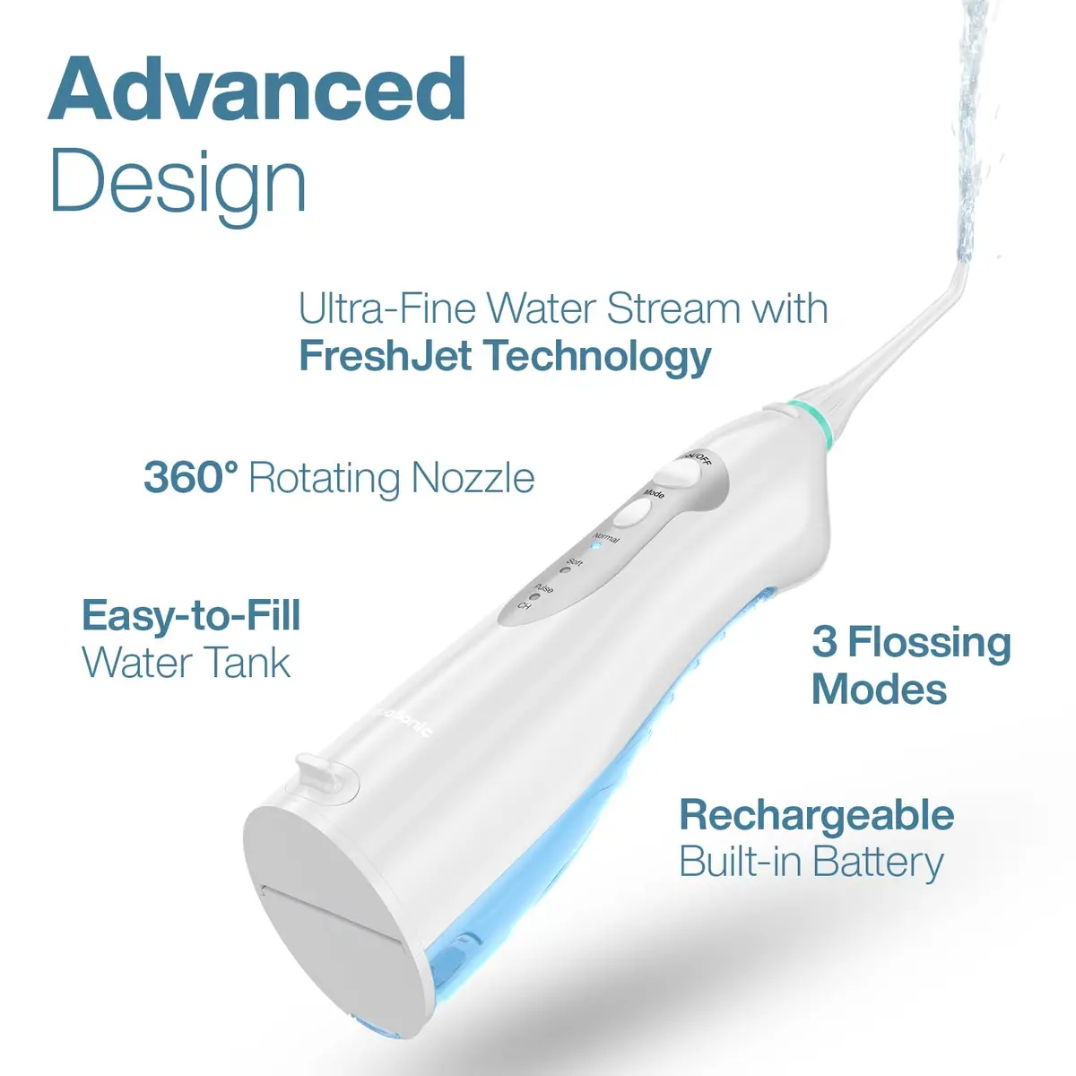 Aquasonic Aqua Flosser Cordless Rechargeable Water Flosser 5 Piece Set | Deep Clean Oral Irrigator for Braces & Travel - view 6