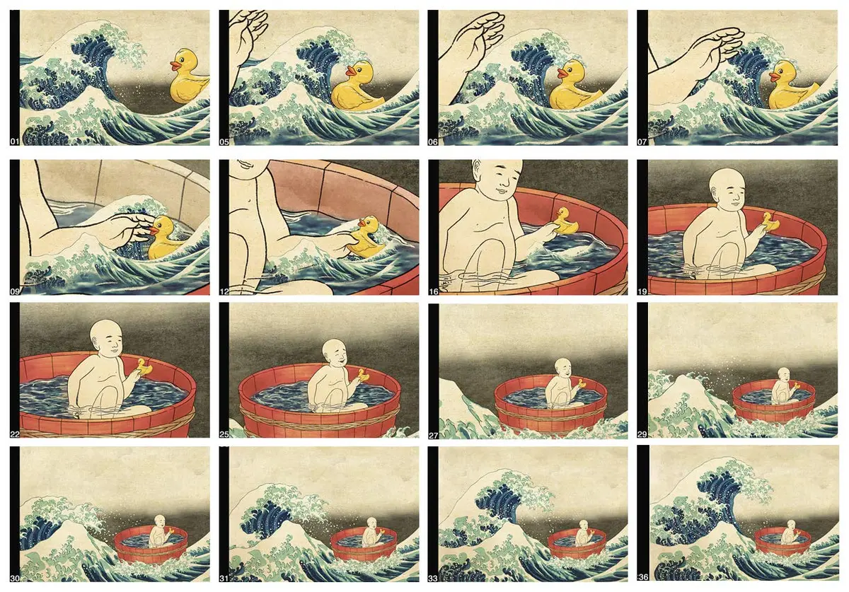 Fliptomania Hokusai Ducky Flipbook for Kids Ages 6-12 | Animated Japanese Art - view 3