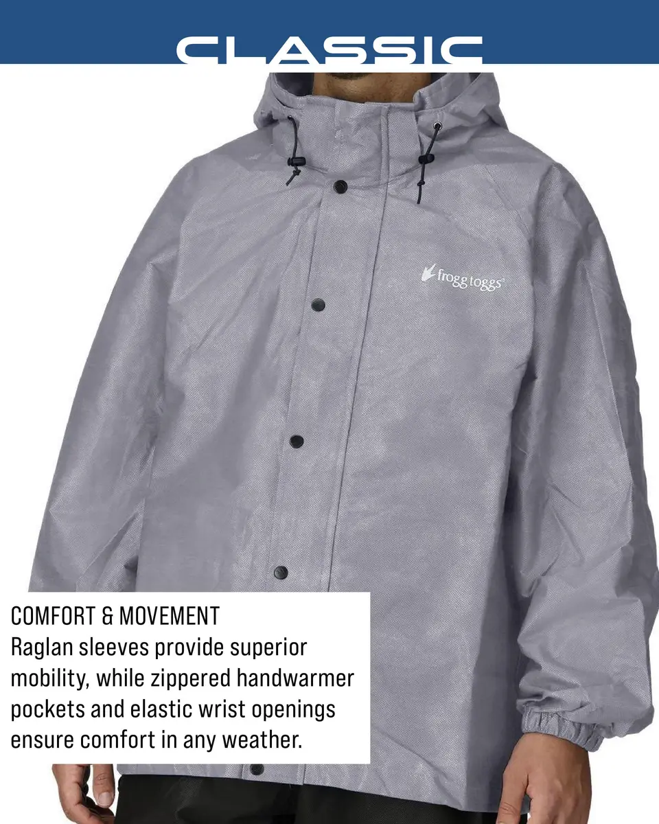 FROGG TOGGS Men's Classic Pro Action Waterproof Breathable Rain Jacket, Gray, XX-Large | Lightweight & Waterproof for Outdoors - view 5