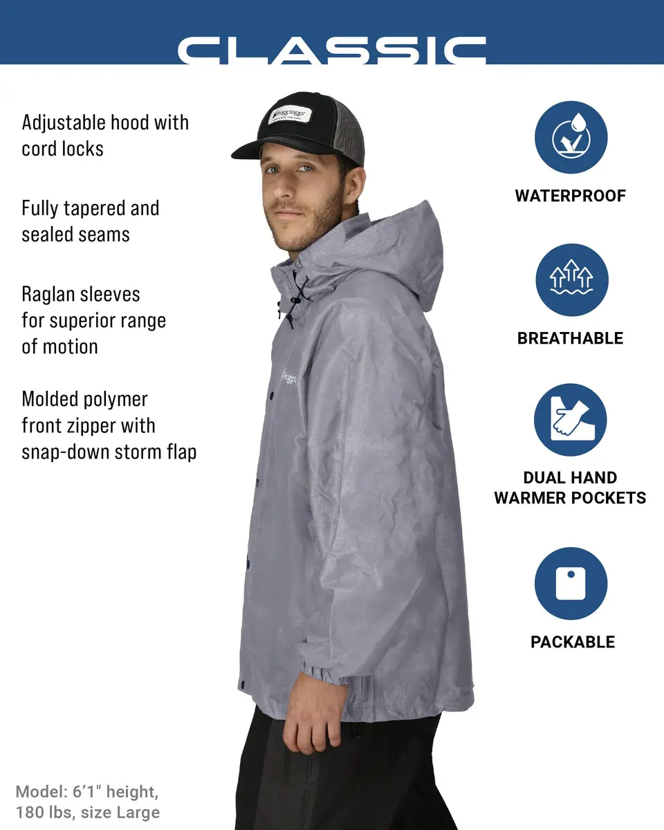 FROGG TOGGS Men's Classic Pro Action Waterproof Breathable Rain Jacket, Gray, XX-Large | Lightweight & Waterproof for Outdoors - view 2