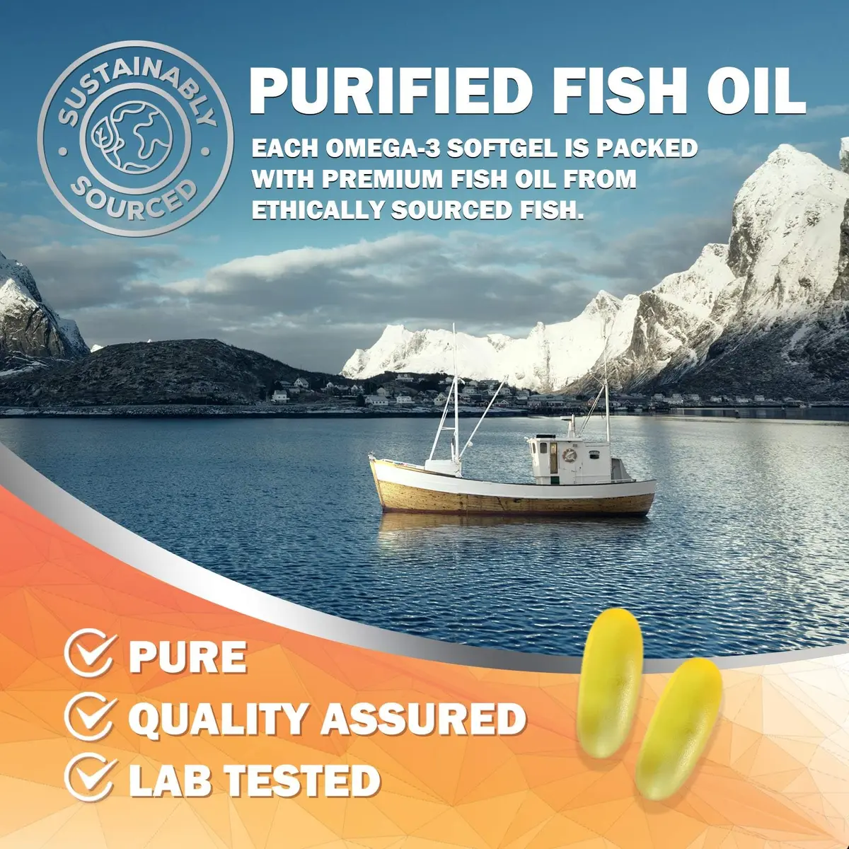 Nature's Nutrition Omega 3 Fish Oil 2400mg | Triple Strength Daily Supplement with EPA & DHA for Heart, Brain & Immunity - view 7