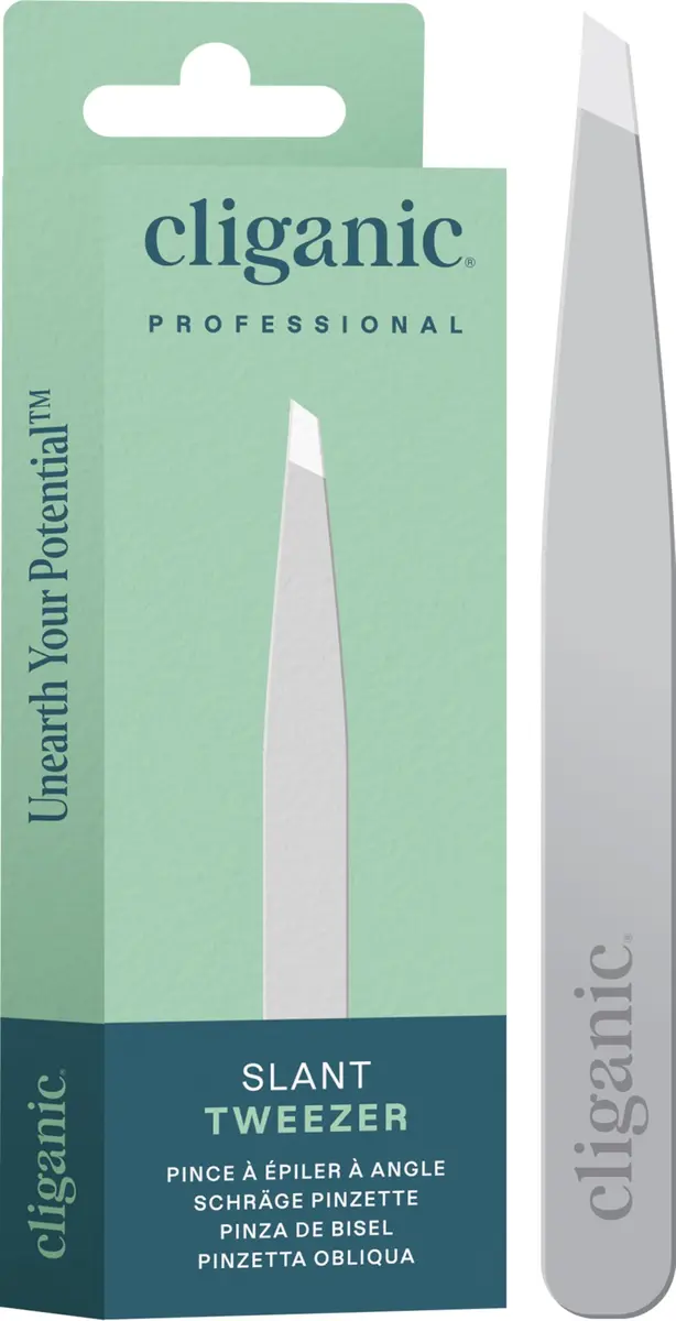 Cliganic Professional Eyebrow Tweezers Slant Tip | Stainless Steel Precision for Men & Women - main product image