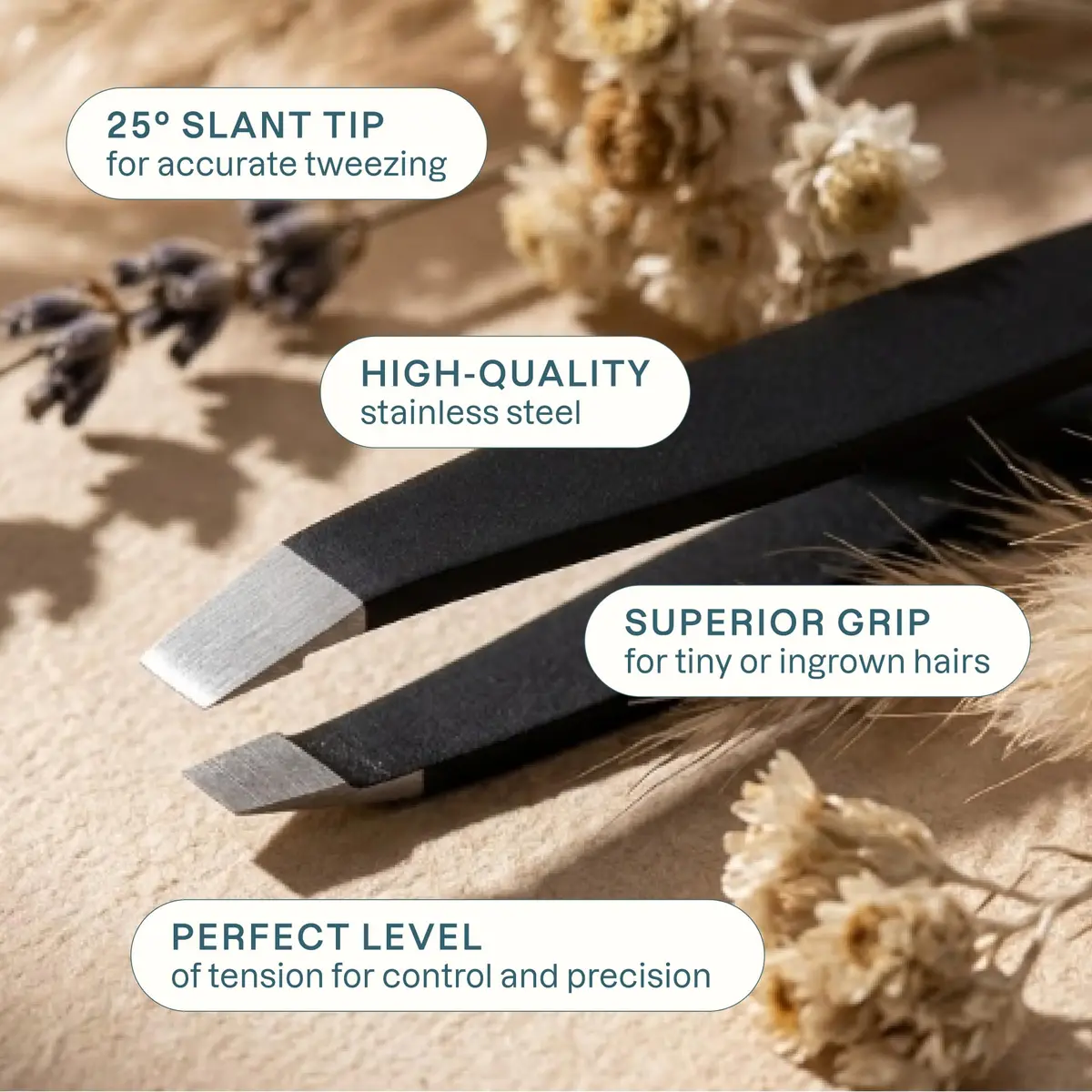 Cliganic Professional Eyebrow Tweezers Slant Tip | Stainless Steel Precision for Men & Women - view 3