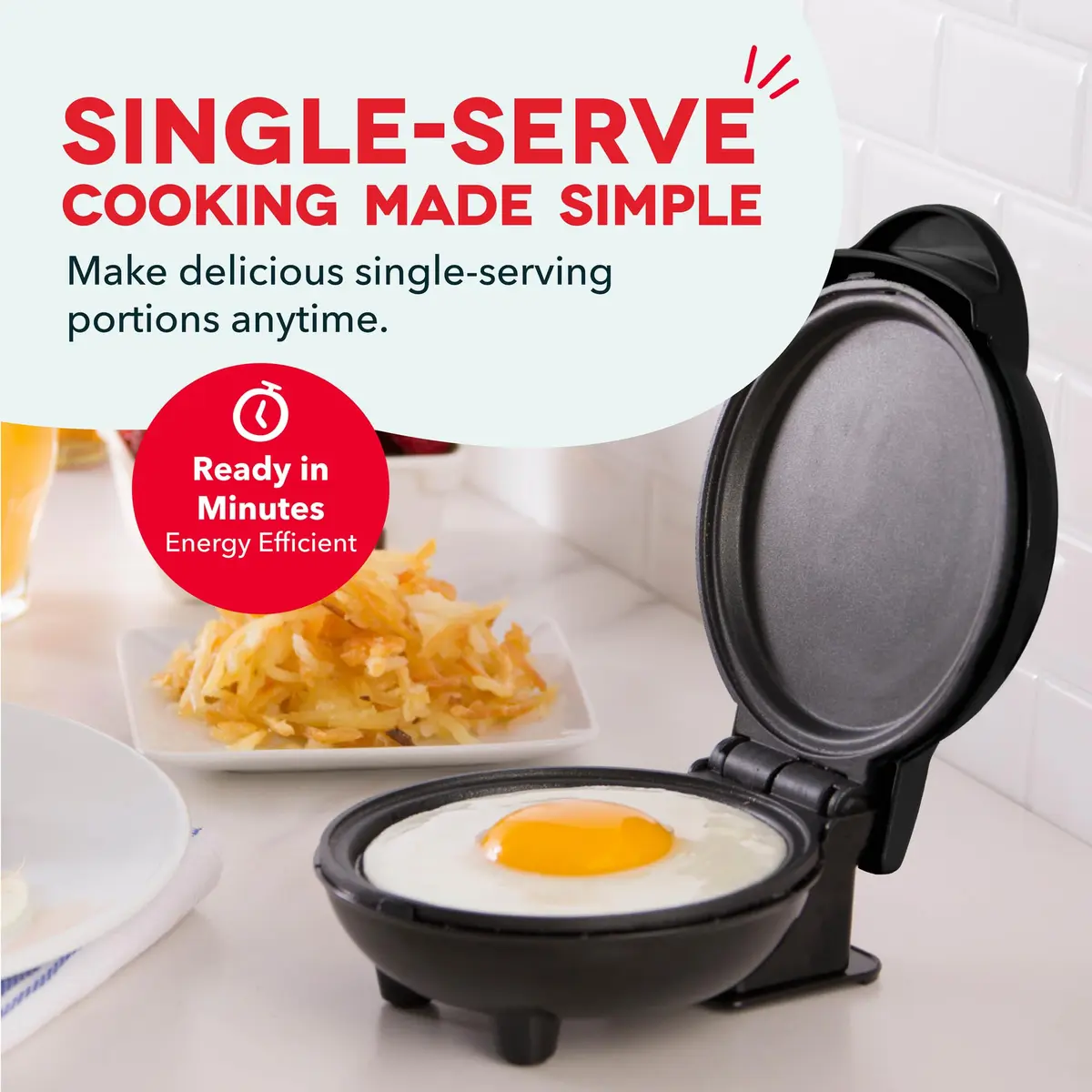 Dash Mini Maker Griddle, 4 Inch Nonstick Cooking Surface, Black - view 3