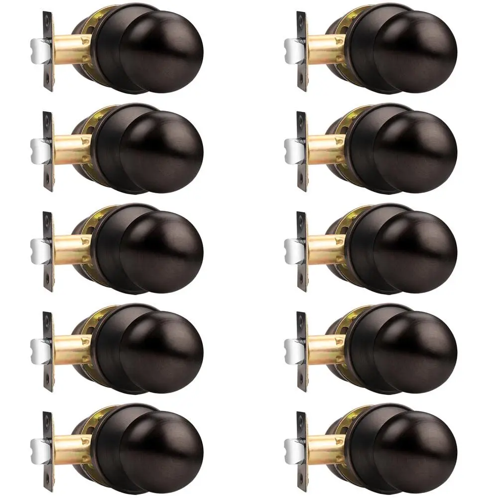 Probrico Passage Door Knobs 10 Pack Oil Rubbed Bronze | Interior Hall Closet Door Hardware - main product image