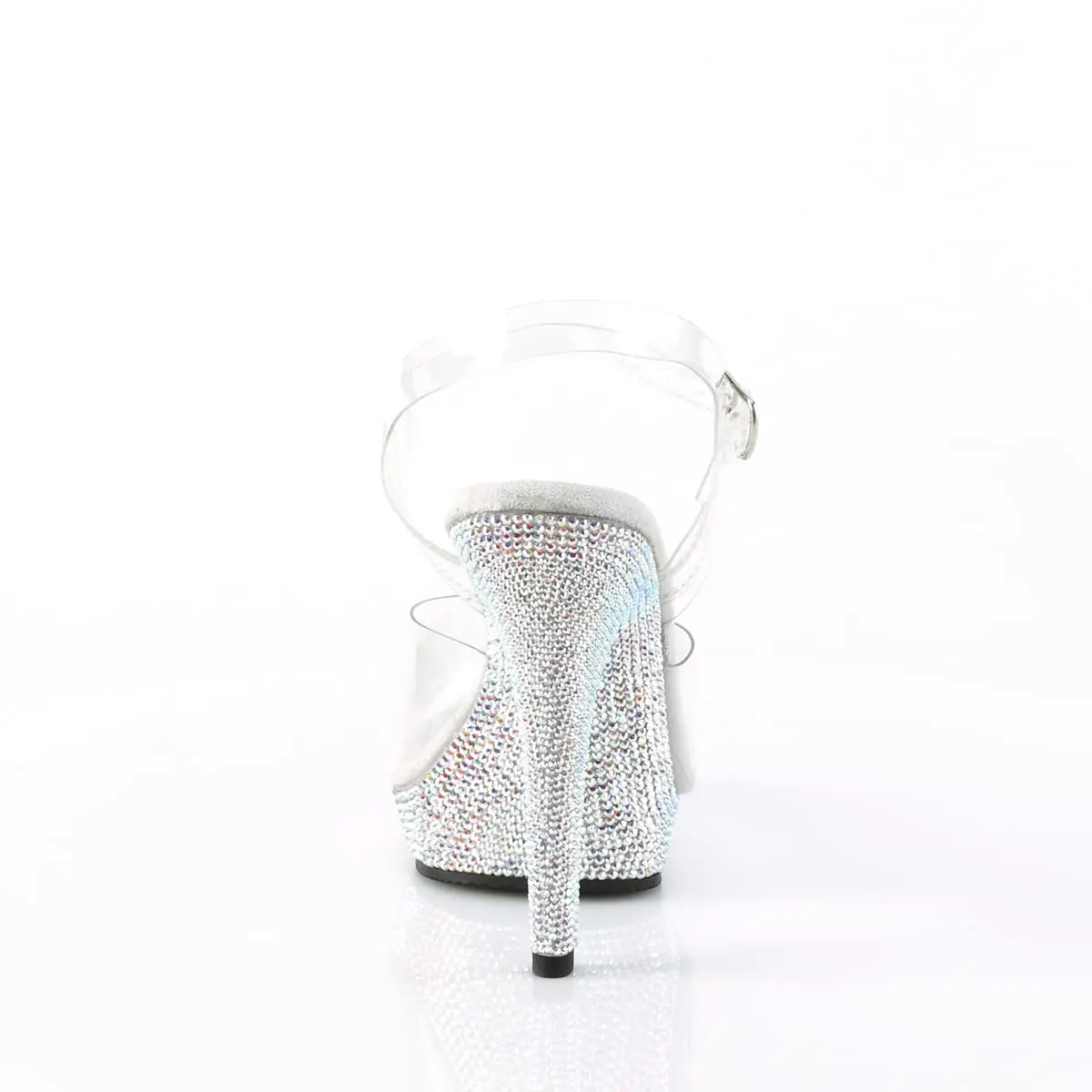 Fabulicious Lip-108DM Ankle-Strap Sandal 12 in Clear/Silver Multi Rs | 5" Heel, Platform & Rhinestones - view 5