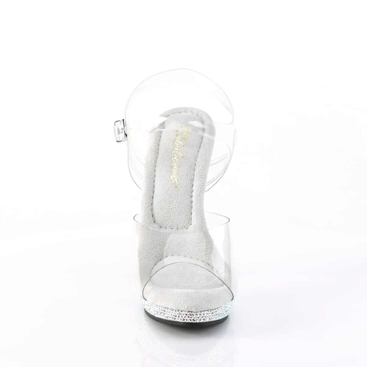 Fabulicious Lip-108DM Ankle-Strap Sandal 12 in Clear/Silver Multi Rs | 5" Heel, Platform & Rhinestones - view 2