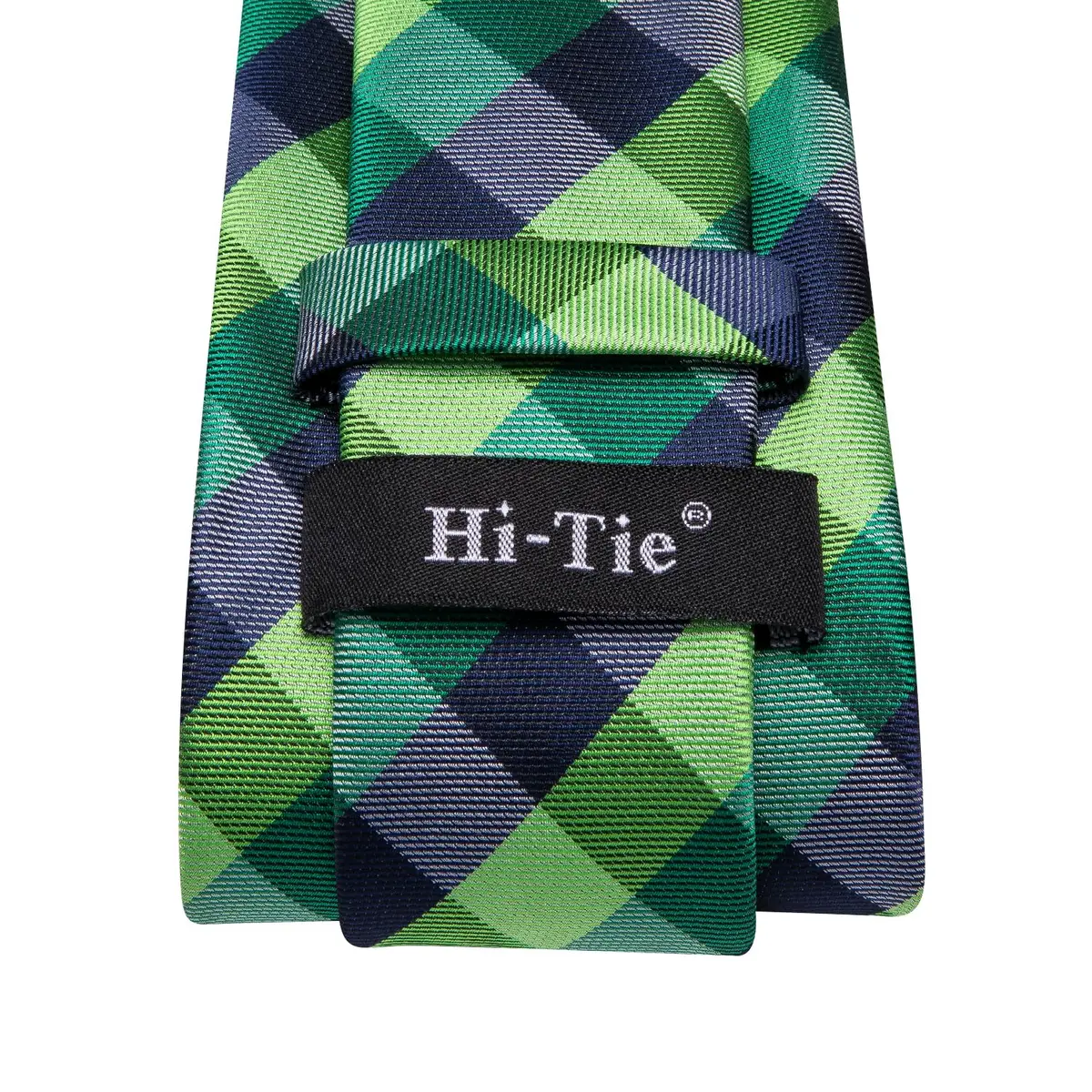 Hi-Tie Mens Plaids Striped Green Ties Set Paisley Silk Necktie for Men with Handkerchief Cufflinks Set Business Wedding | Elegant 59-inch silk mix polyester, perfect for formal occasions - view 5