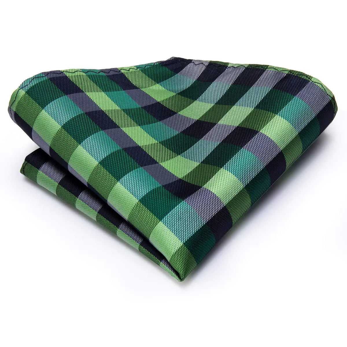 Hi-Tie Mens Plaids Striped Green Ties Set Paisley Silk Necktie for Men with Handkerchief Cufflinks Set Business Wedding | Elegant 59-inch silk mix polyester, perfect for formal occasions - view 6