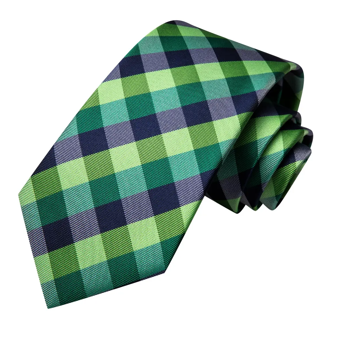 Hi-Tie Mens Plaids Striped Green Ties Set Paisley Silk Necktie for Men with Handkerchief Cufflinks Set Business Wedding | Elegant 59-inch silk mix polyester, perfect for formal occasions - view 4