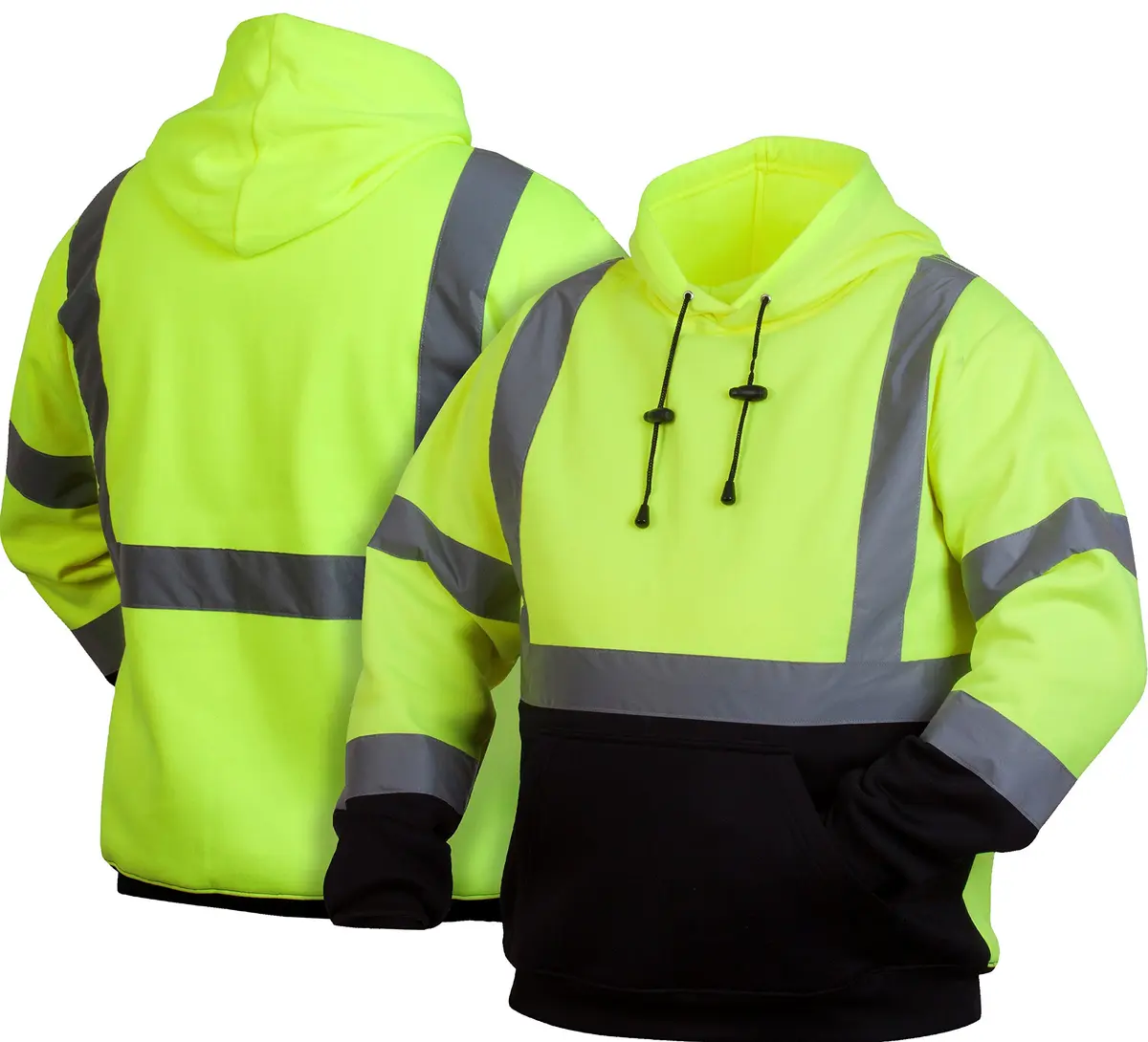 Pyramex Safety Pullover Sweatshirt With Black Bottom Hi Vis Lime, Extra Large | ANSI 107-2020 Type R Class 3 Rated - view 3