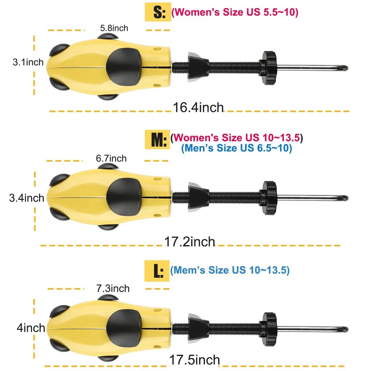 eachway Shoe Stretcher Shoe Trees, Adjustable Length & Width for Women US5.5-9 | Two-Way Shoe Expander with Bunion Pads - view 6