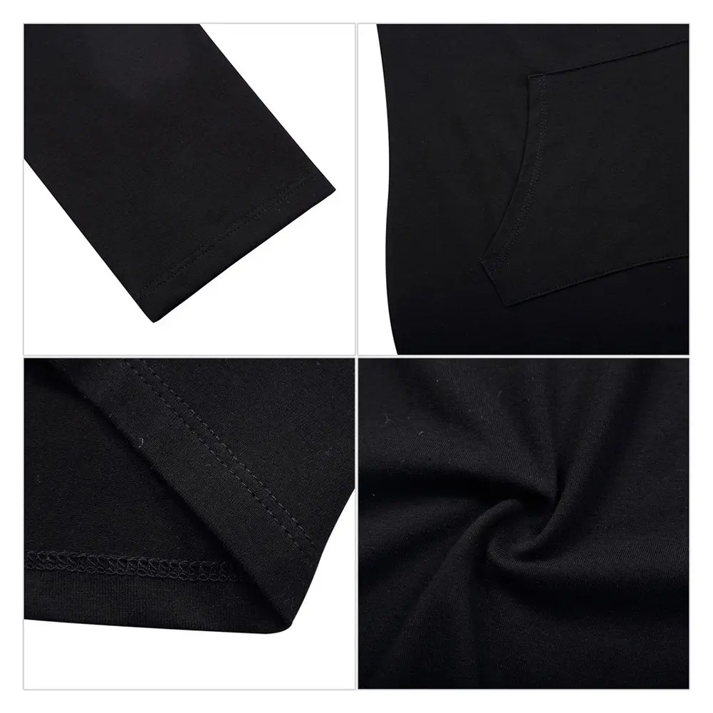 MISSKY 3/4 Long Sleeve Dresses for Women Pocket Black Sweatshirts for Women (S) | Casual Fashion - view 5