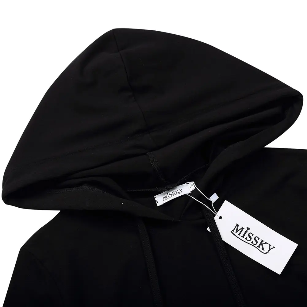 MISSKY 3/4 Long Sleeve Dresses for Women Pocket Black Sweatshirts for Women (S) | Casual Fashion - view 4