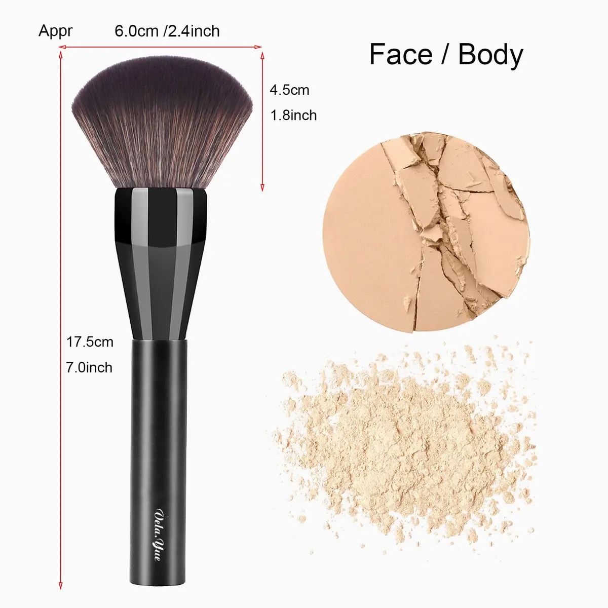 Vela.Yue Large Powder Makeup Brush | Airbrushed Finish with Synthetic Fibers (17.5cm) - view 3