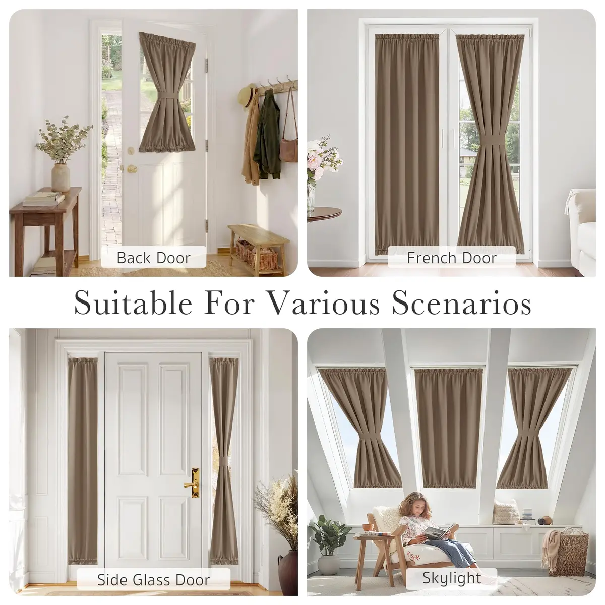 PONY DANCE French Door Curtain 25 W x 40 L | Blackout, UV Block, Tie Back Included - view 8