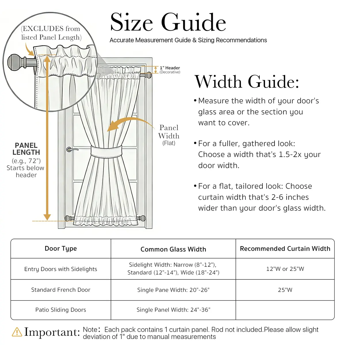 PONY DANCE French Door Curtain 25 W x 40 L | Blackout, UV Block, Tie Back Included - view 2