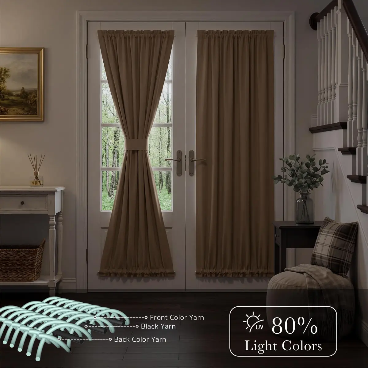 PONY DANCE French Door Curtain 25 W x 40 L | Blackout, UV Block, Tie Back Included - view 3