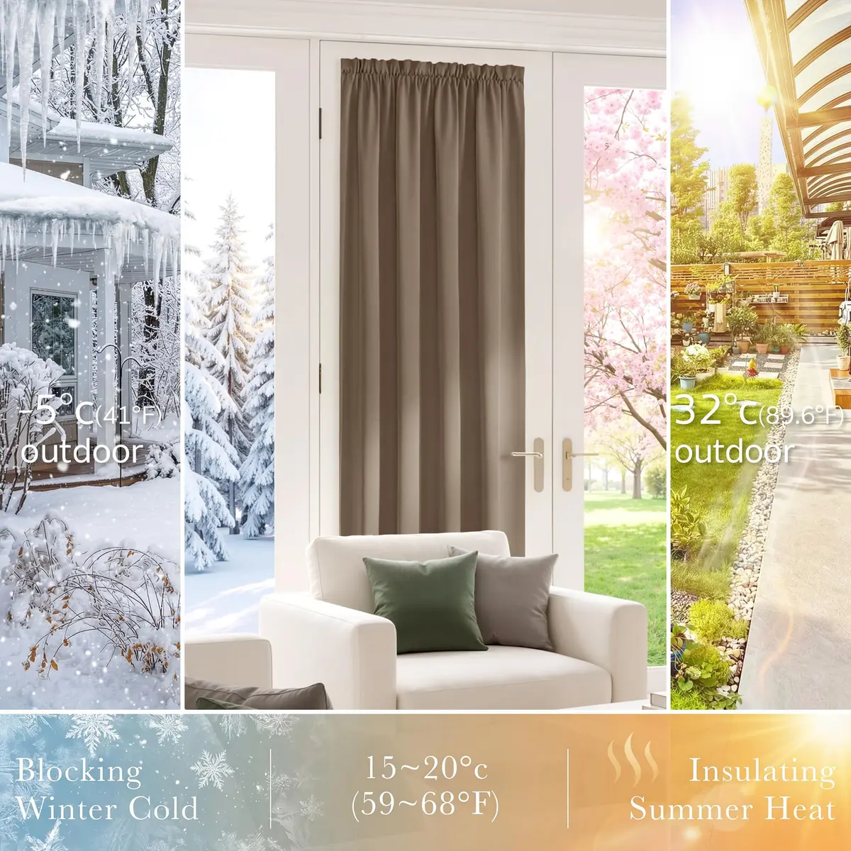 PONY DANCE French Door Curtain 25 W x 40 L | Blackout, UV Block, Tie Back Included - view 4