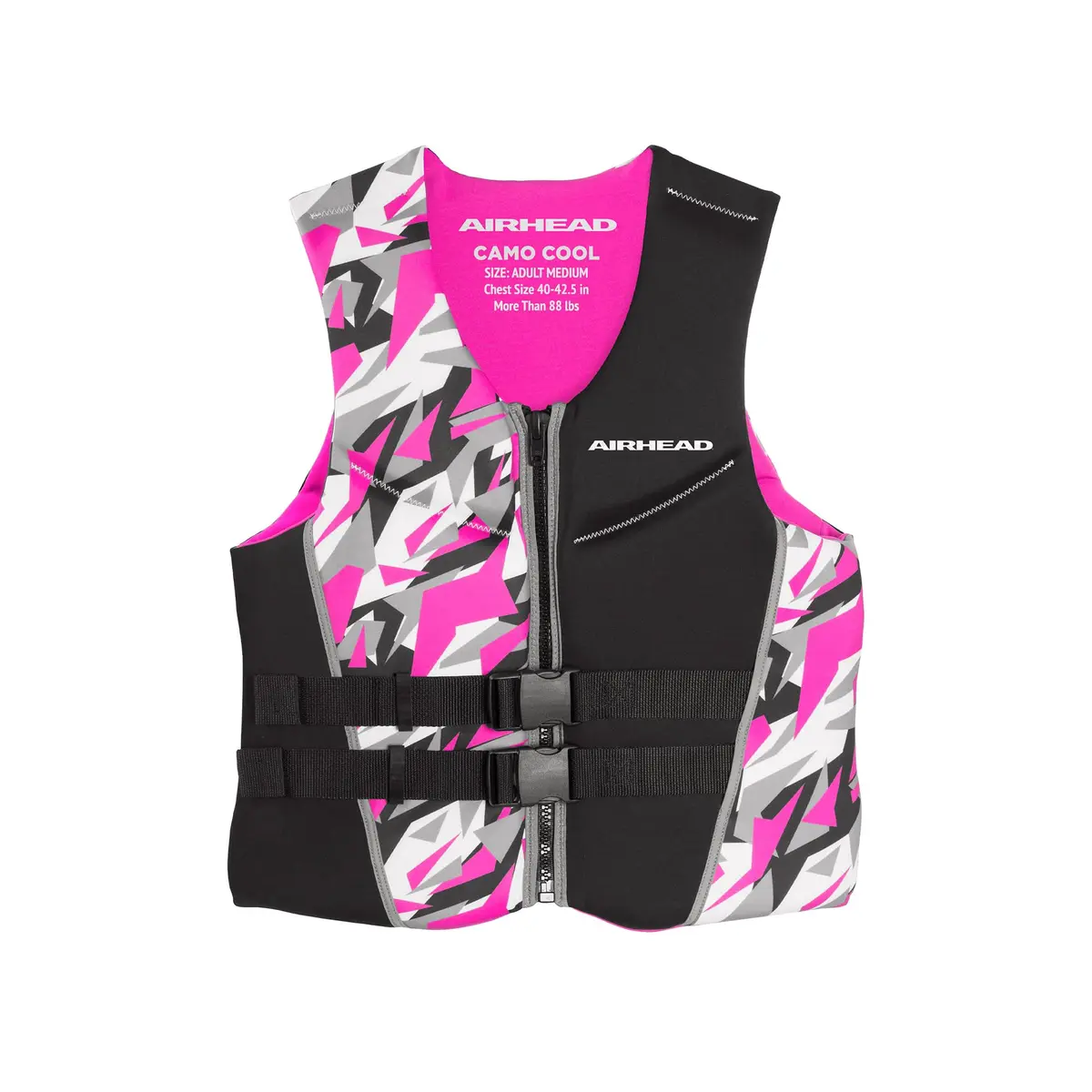 Airhead CAMO COOL Kwik-Dry Neolite Flex Life Jacket for Adults - USCG Approved Watersports Vest, Pink, Medium - main product image