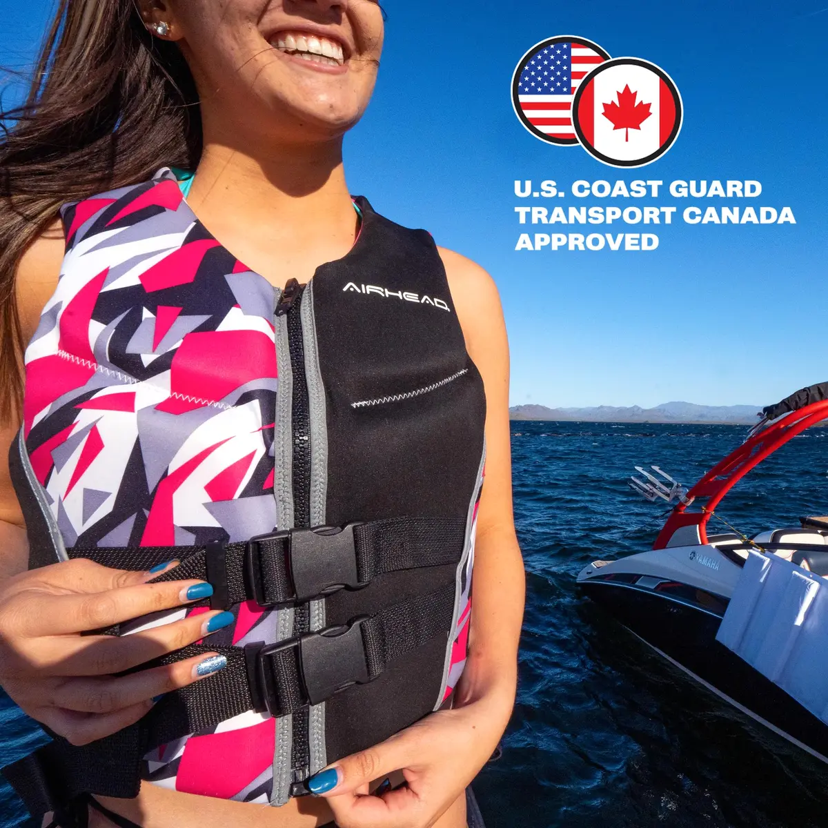 Airhead CAMO COOL Kwik-Dry Neolite Flex Life Jacket for Adults - USCG Approved Watersports Vest, Pink, Medium - view 3