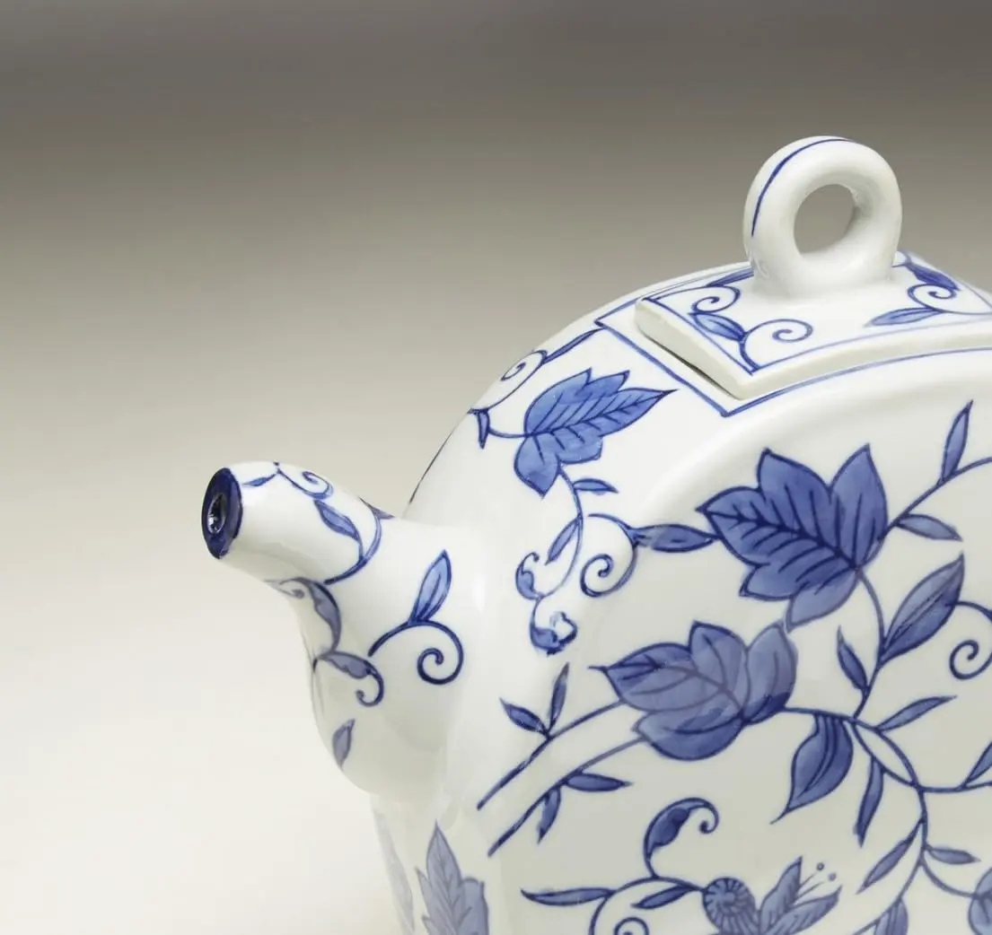 Zeckos Blue and White Ceramic Teapot | Classic Porcelain Design with Removable Lid - view 3