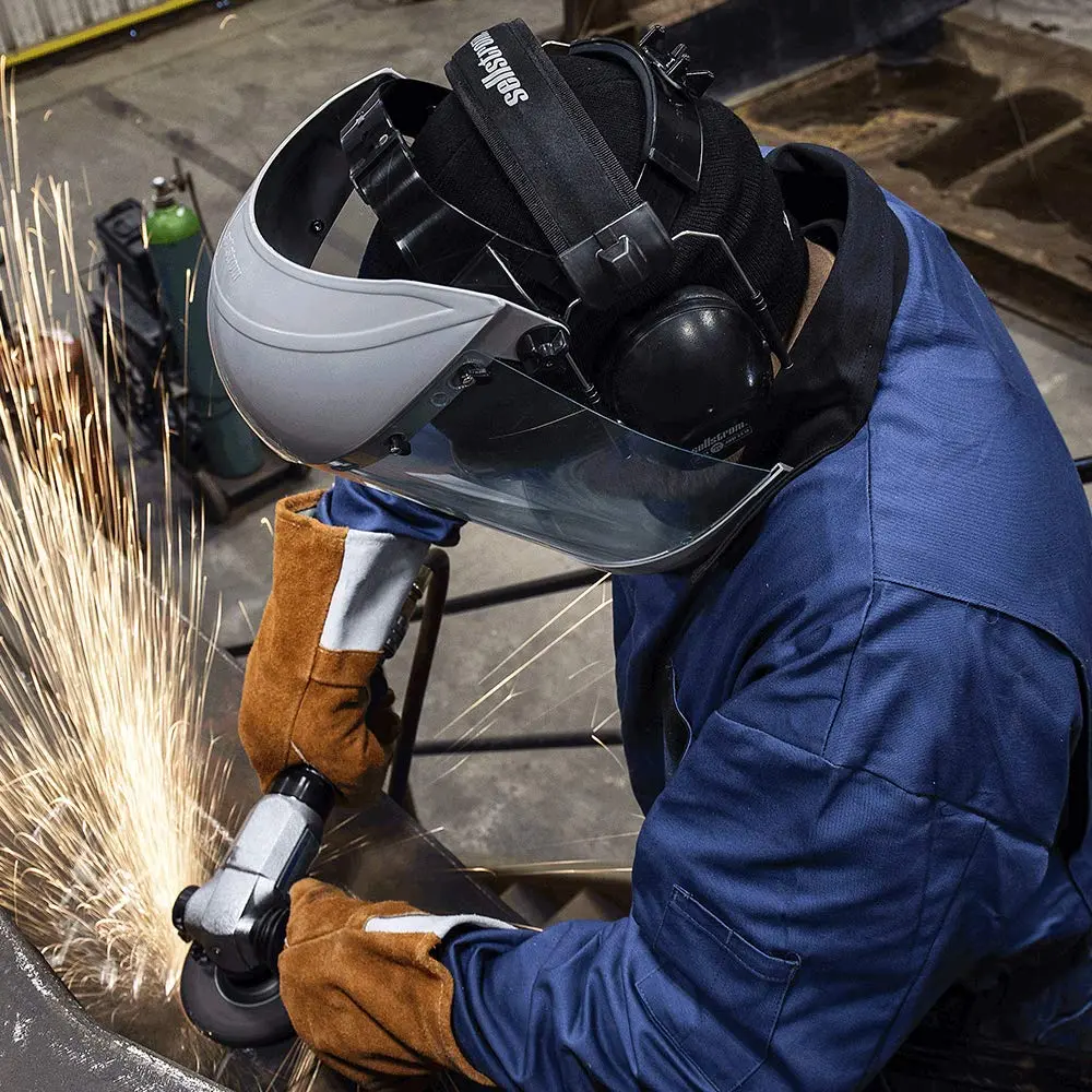 Sellstrom Advantage Series Face Shield - Lightweight, High Impact, Polycarbonate Clear Tint, Adjustable Ratchet Headgear, for Grinding & Cutting - view 5