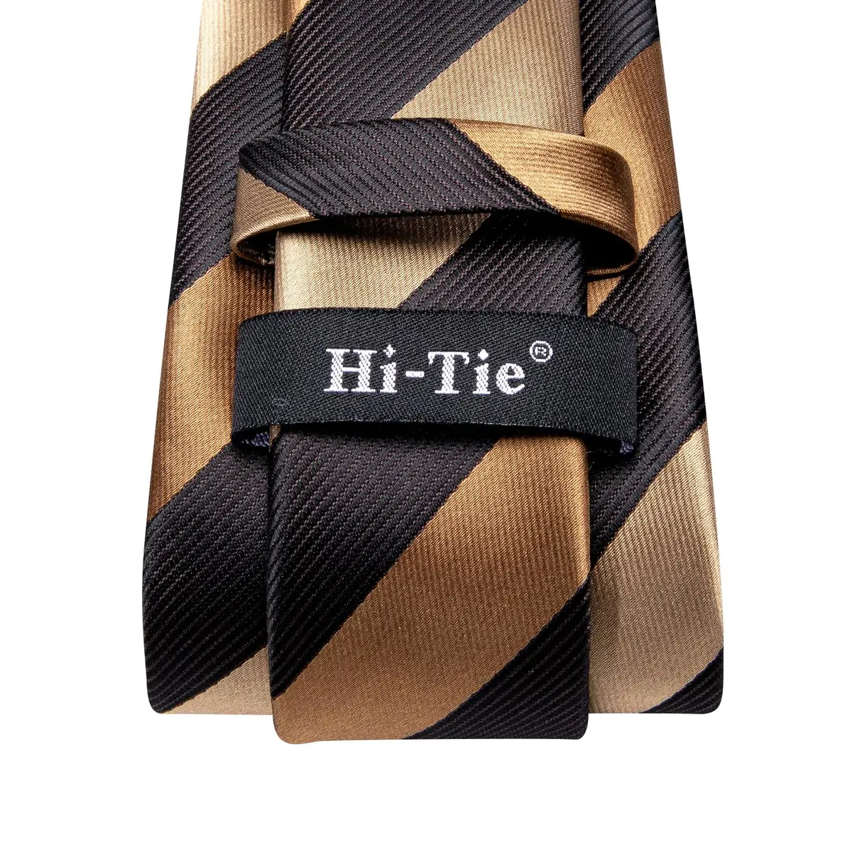 Hi-Tie Mens Plaids Striped Brown Ties Set 150cm | Elegant Silk Necktie for Men - view 5