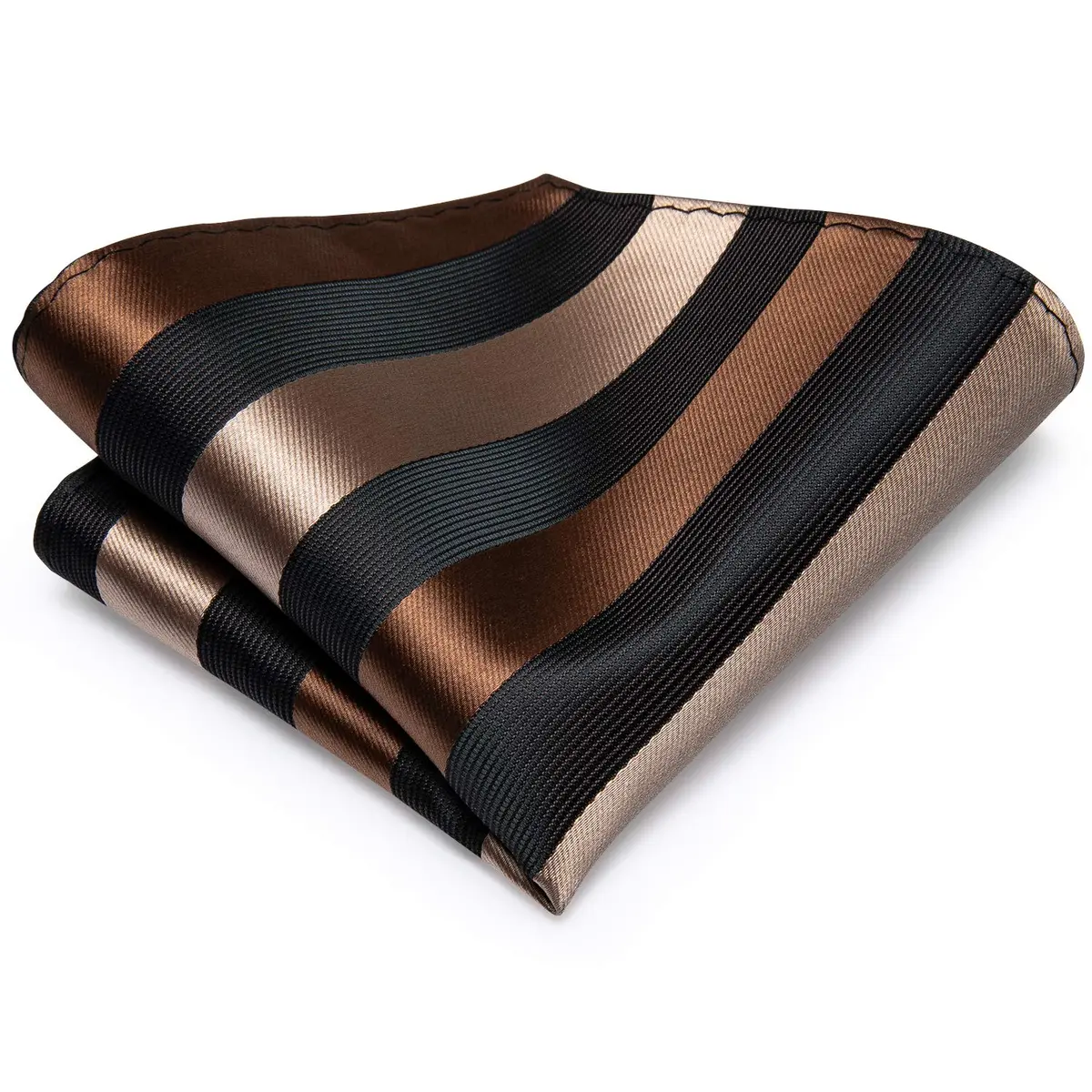 Hi-Tie Mens Plaids Striped Brown Ties Set 150cm | Elegant Silk Necktie for Men - view 6
