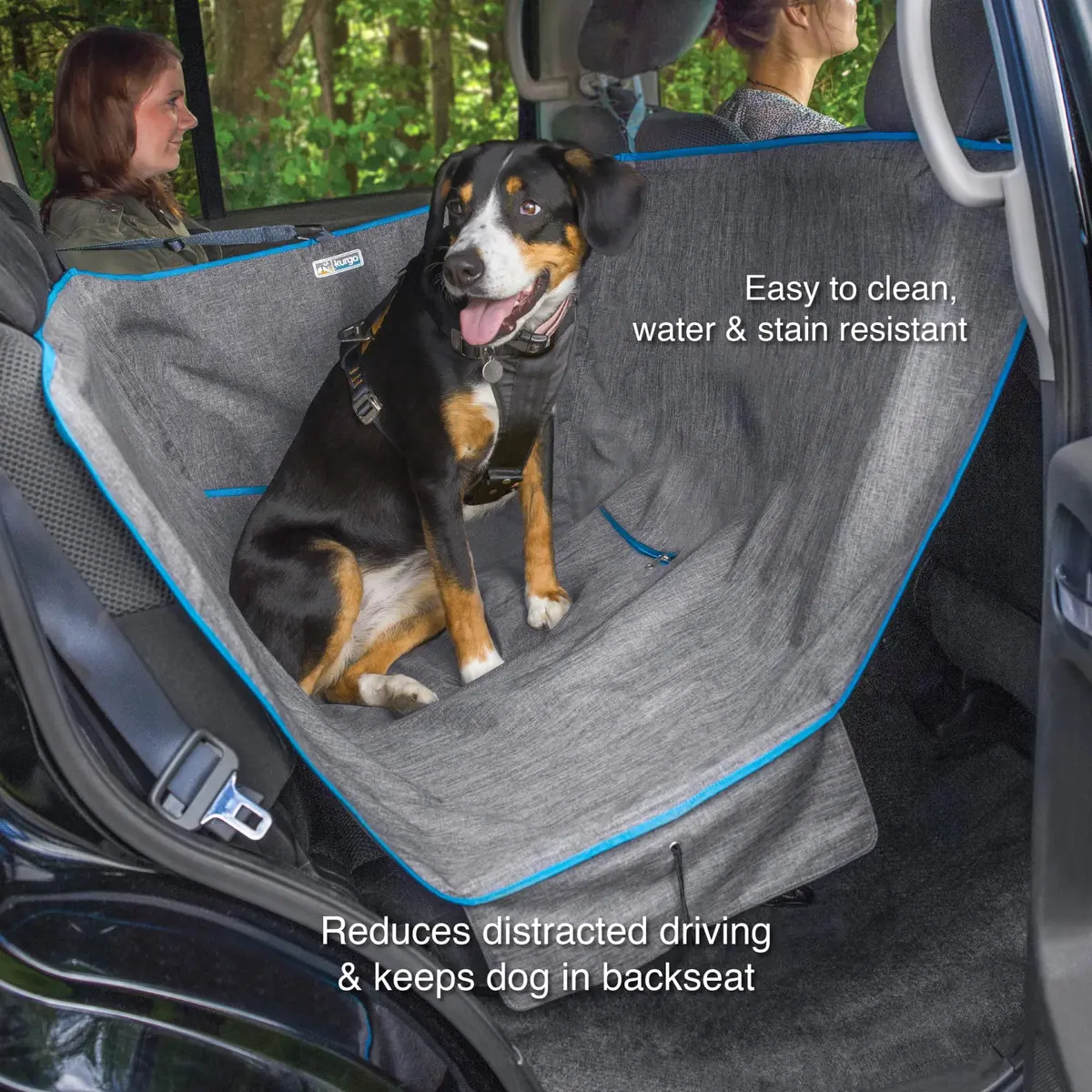 Kurgo Half Hammock Seat Cover, Heather Grey | Waterproof, Stain-Resistant, Universal Fit (27.5" Wide) - view 2