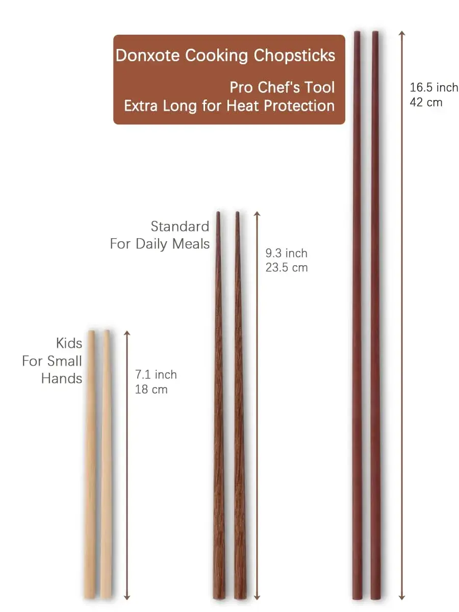 Donxote Extra Long Cooking Chopsticks 42cm (16.5 Inches) Ironwood | Set of 2 Pairs - view 5