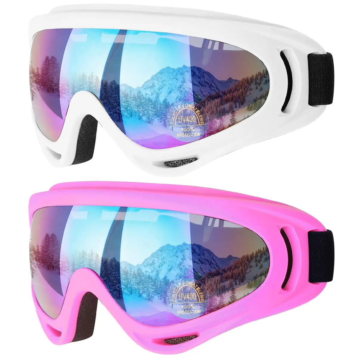 COOLOO Ski Goggles 2 Pack UV400 Impact-Resistant Snowboard & Ski Goggles for Men Women Kids - main product image