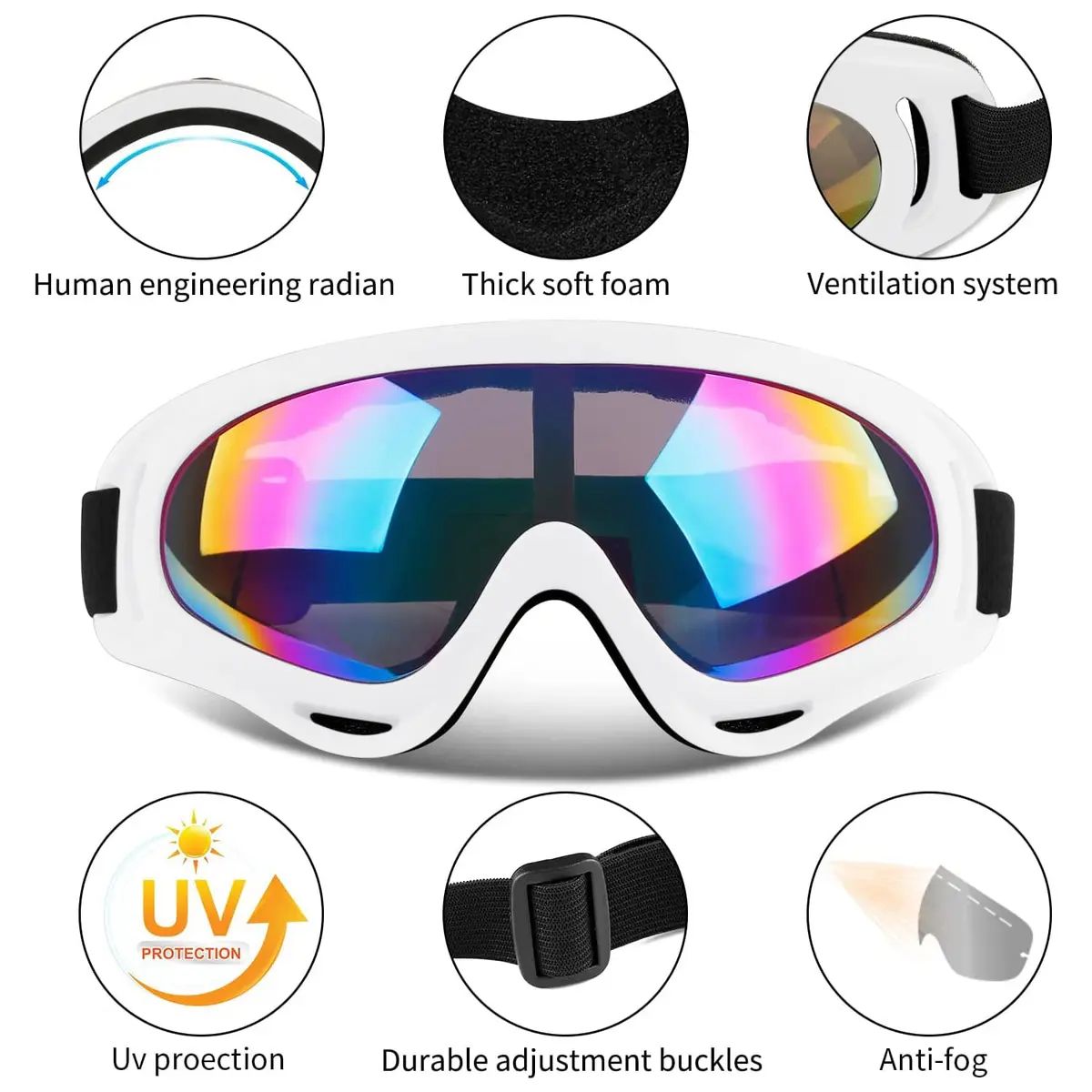 COOLOO Ski Goggles 2 Pack UV400 Impact-Resistant Snowboard & Ski Goggles for Men Women Kids - view 2