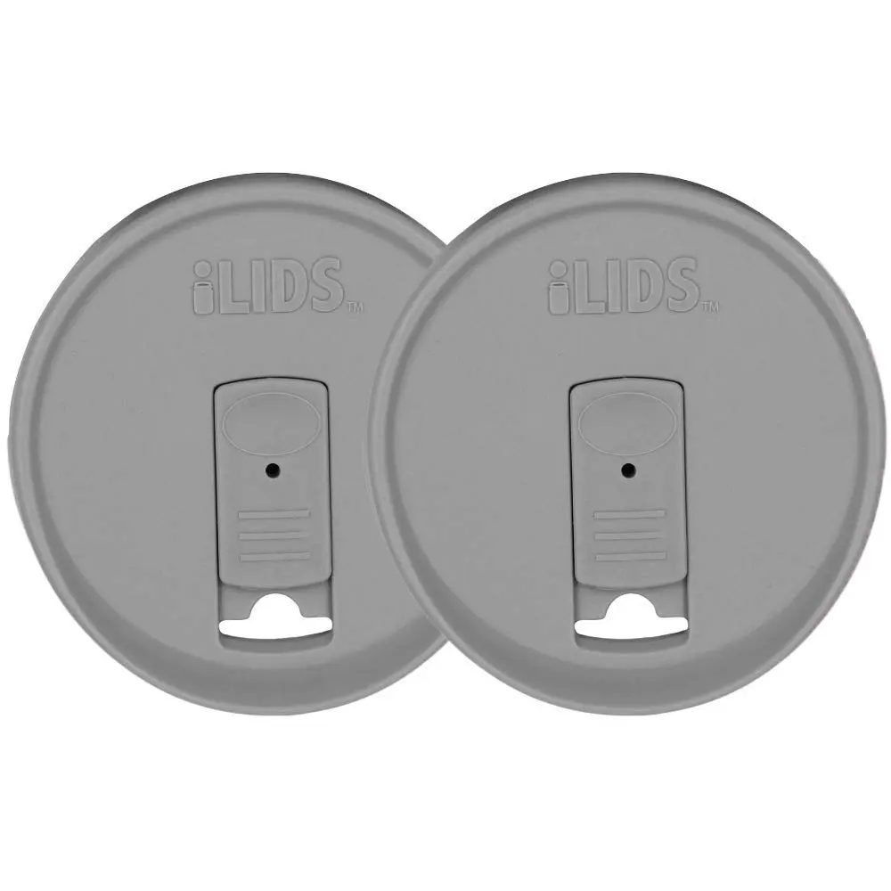 iLIDS Mason Jar Drink Lid, Wide Mouth, Gray, 2 Pack | Spill-Resistant, Food-Safe, USA Made - main product image