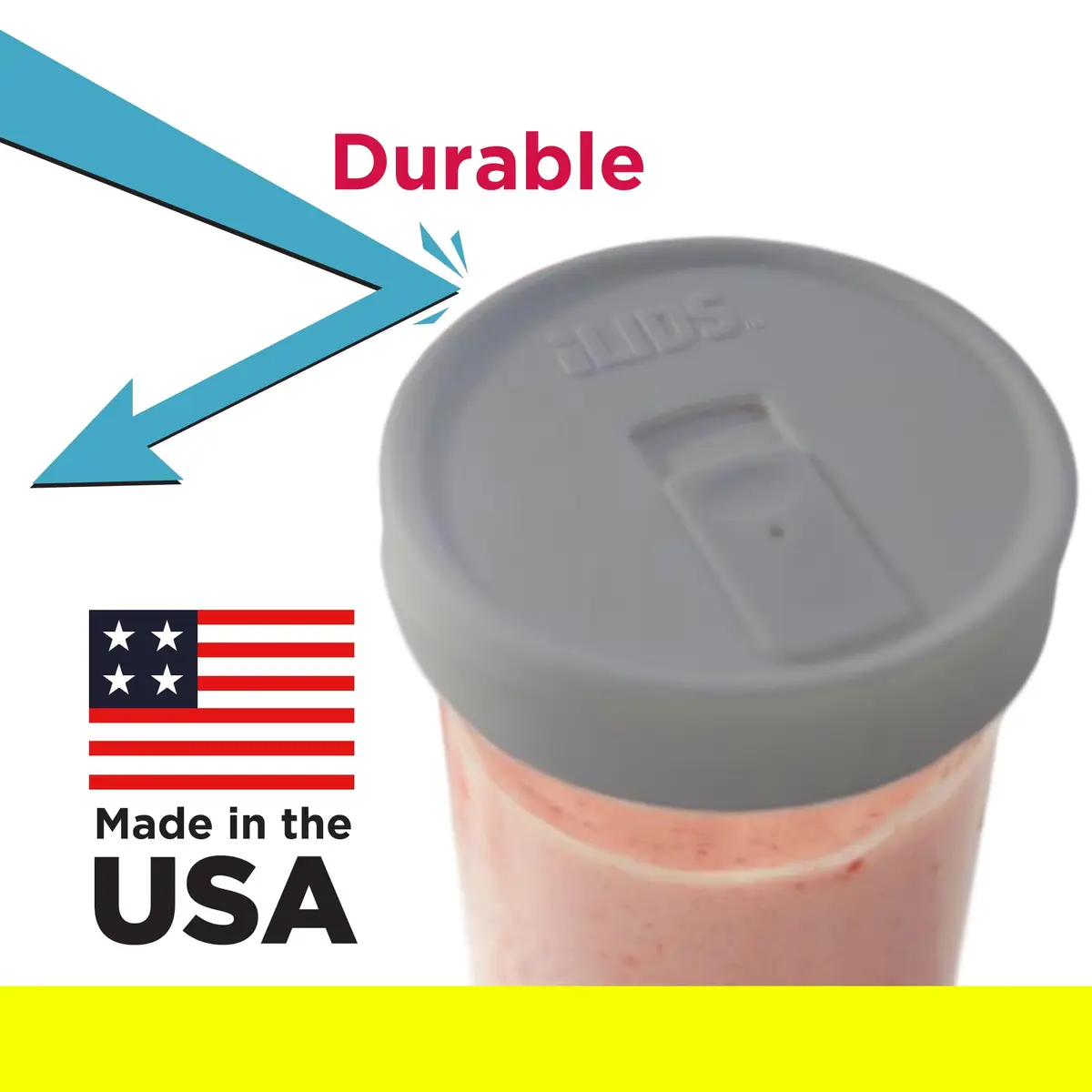 iLIDS Mason Jar Drink Lid, Wide Mouth, Gray, 2 Pack | Spill-Resistant, Food-Safe, USA Made - view 6