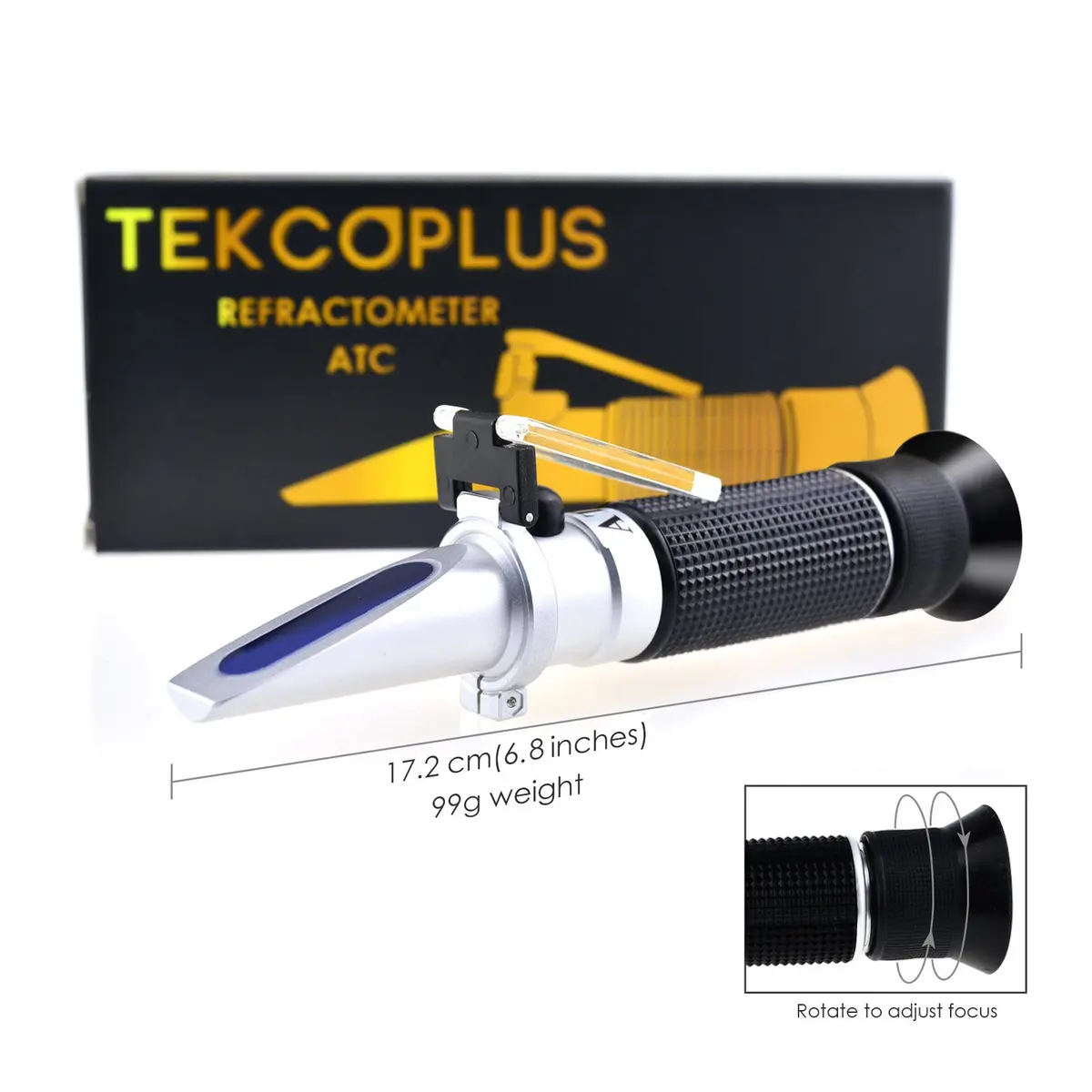 TEKCOPLUS 3-in-1 Clinical Refractometer with ATC 0-12 g/100ml Serum Protein | Urine SG 1.000-1.050 | RI 1.333-1.360 - view 3