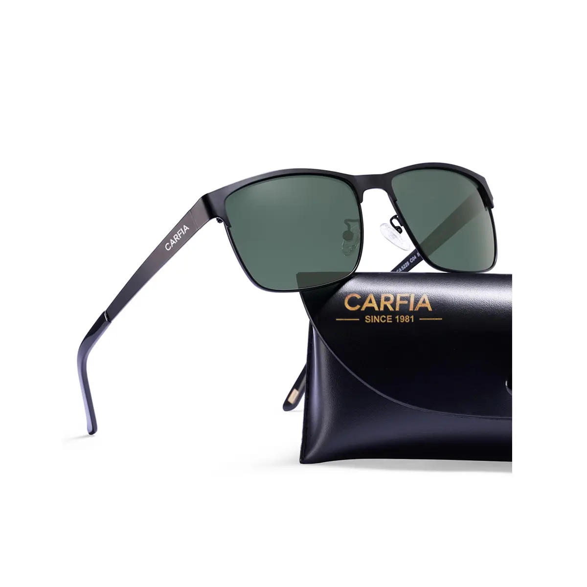CARFIA Polarized Sunglasses for Men Spring Hinge Metal Frame CA5225 | Classic Square Design, UV400 & Shatterproof (70-120 chars) - main product image